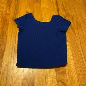 waffle cloth blue crop top
